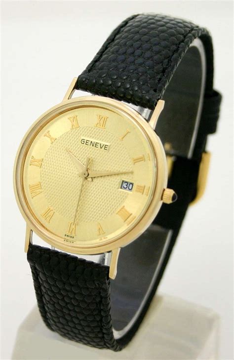 geneve mens watches|geneve 14k gold watch price.